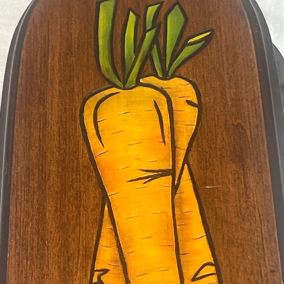 Vintage retro wood country kitchen signs veggie folk 9" oval signed numbered art - Picture 5 of 14